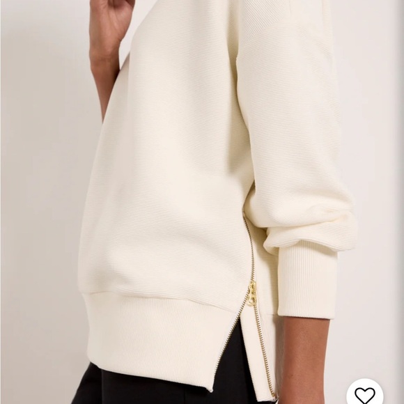 Varley Luxury Milton Sweatshirt Cowl Neck zippers on side off white Oversized S - Picture 4 of 6